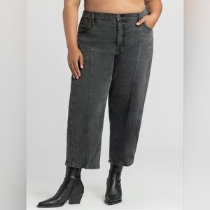 Jessica Simpson Women's Plus Black Wash Myrtle Barrel Wide Leg Jeans Size 18W